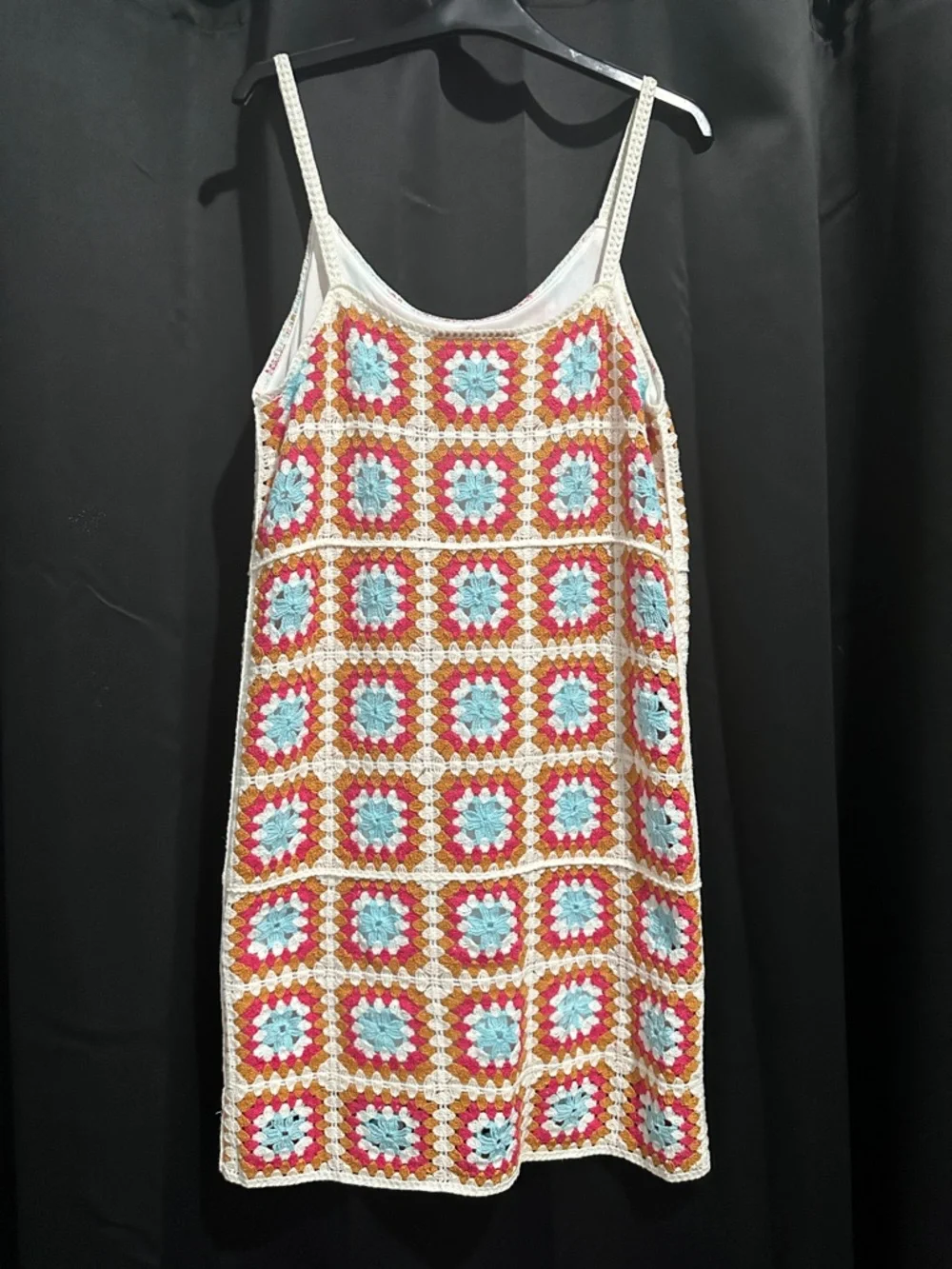 Crochet Willow & Wind Multicolor Slip Dress Size M 70s Style Festival - Picture 6 of 9